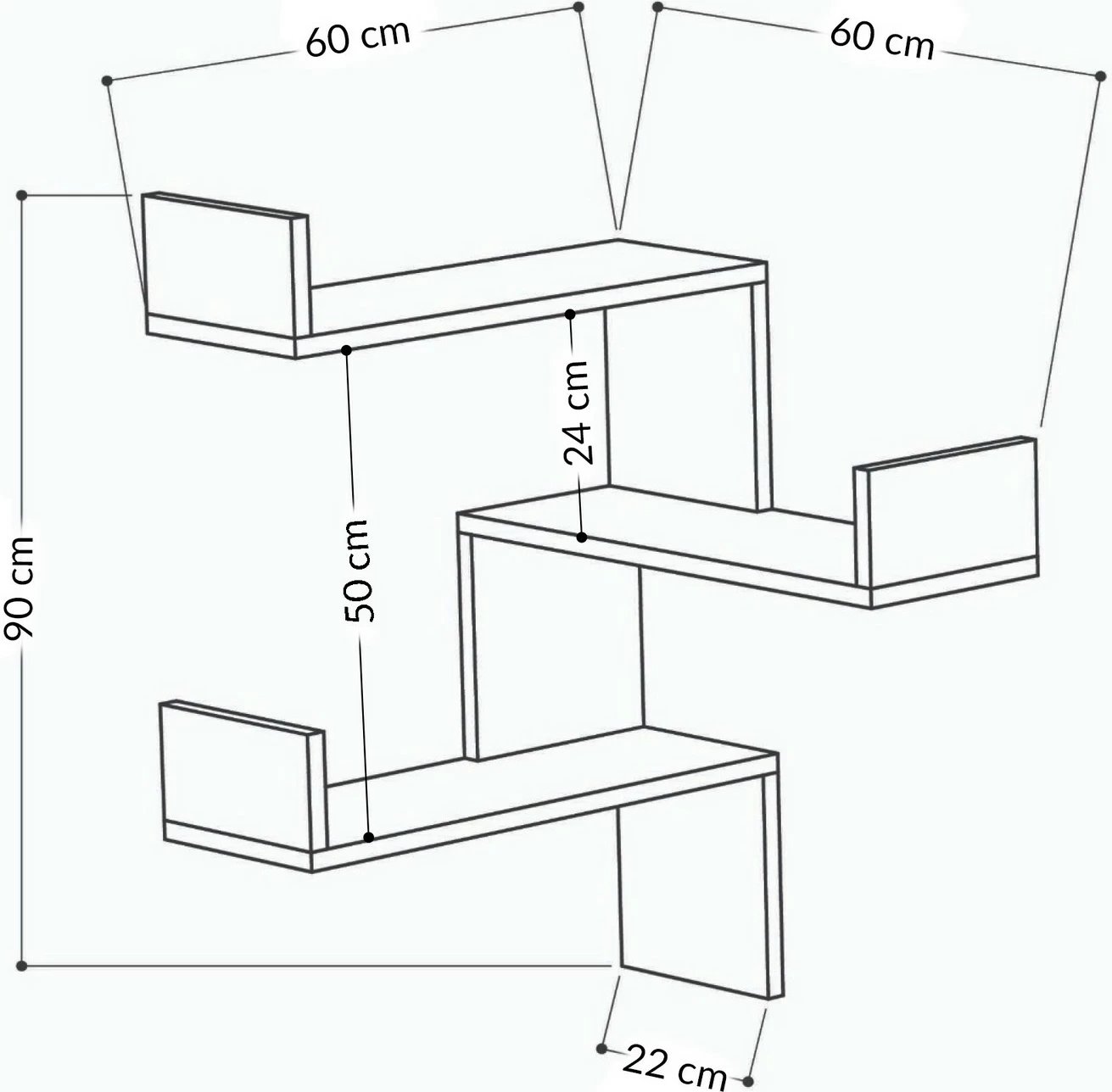 Raft muri Skye Decor, i bardhë