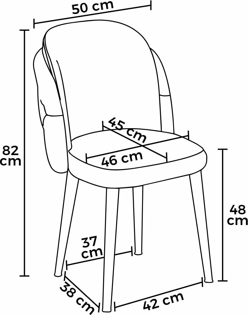 Set karrigesh (4 copë), Hanah Home, Axle, e zezë, krom