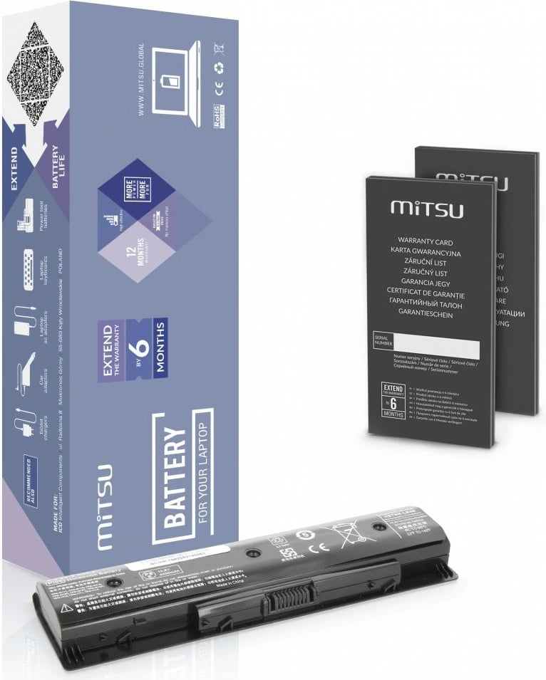 Bateri laptop Mitsu 5BM320-BC/HP-15, 4400 mAh, 6 qeliza, Li-ion, për HP Pavilion/Envy 14/15/17