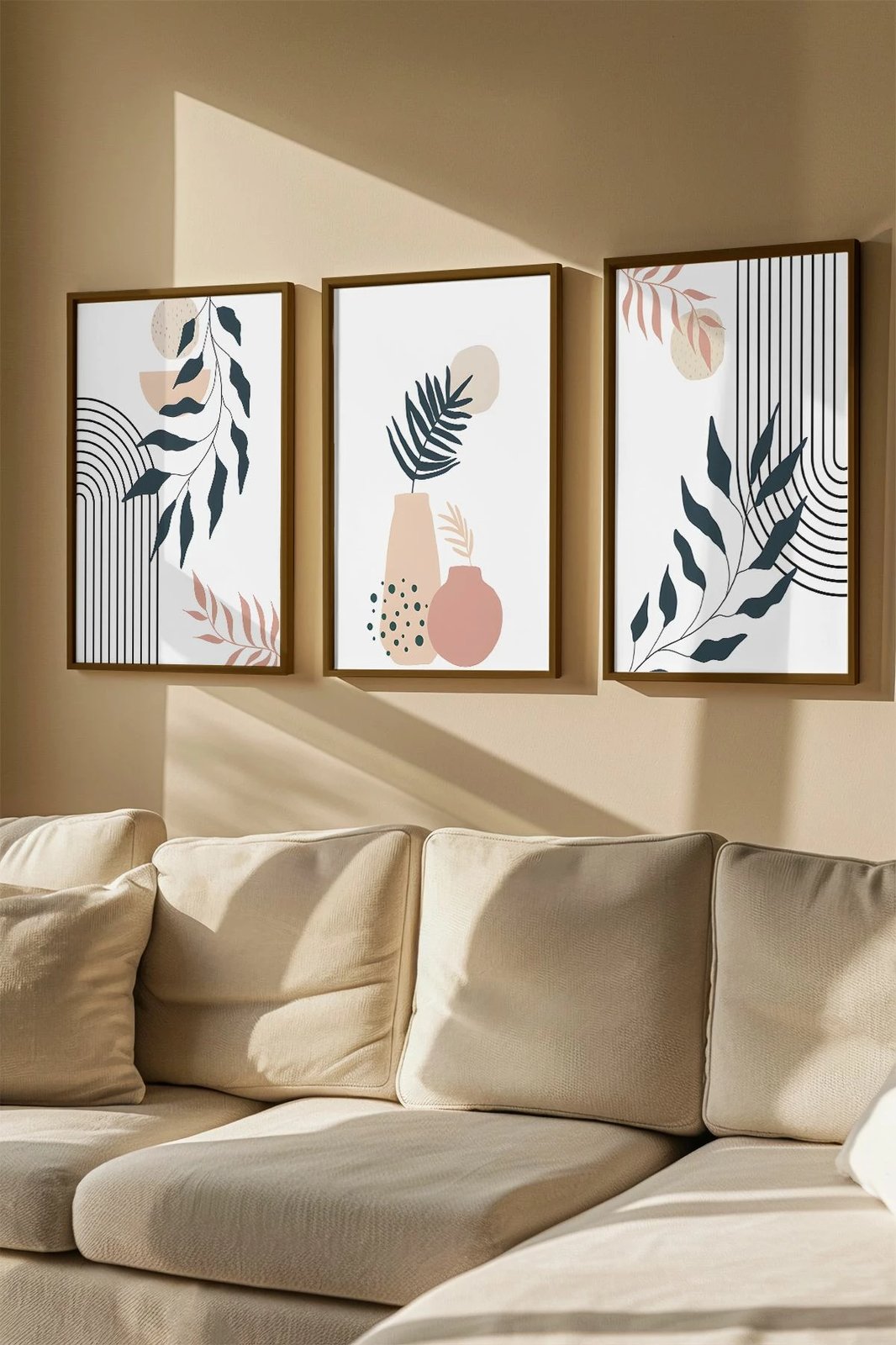 Pikturë dekorative me kornizë (3 copë), Wallity, Artvmodel30-Kahve