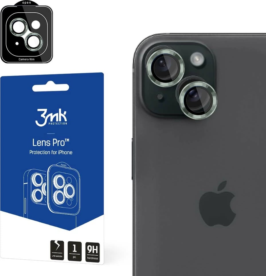 Mbrojtës lente për kamera iPhone 15 Plus 3mk Protection Lens Pro, i gjelbër