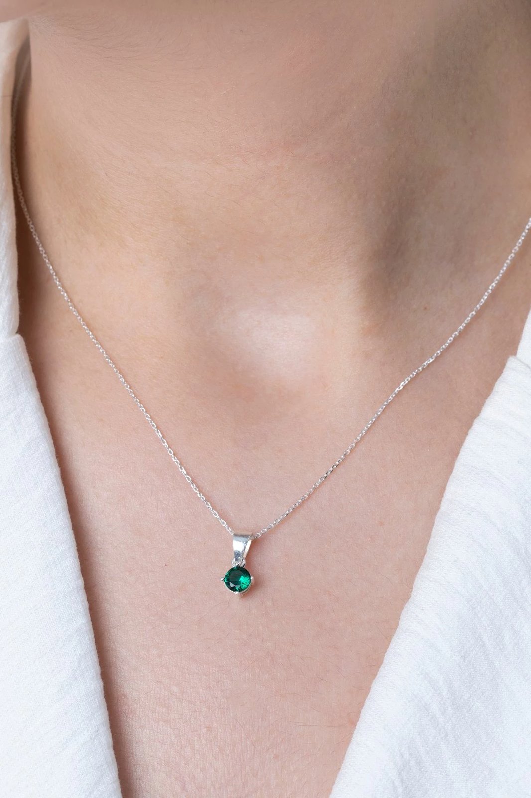 Qafore argjendi Elika Silver, gur i gjelbër, ELKMD50602