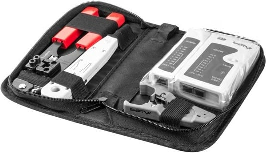 Set mjete për rrjet LAN Lanberg NT-0301 me tester kabllosh dhe çantë