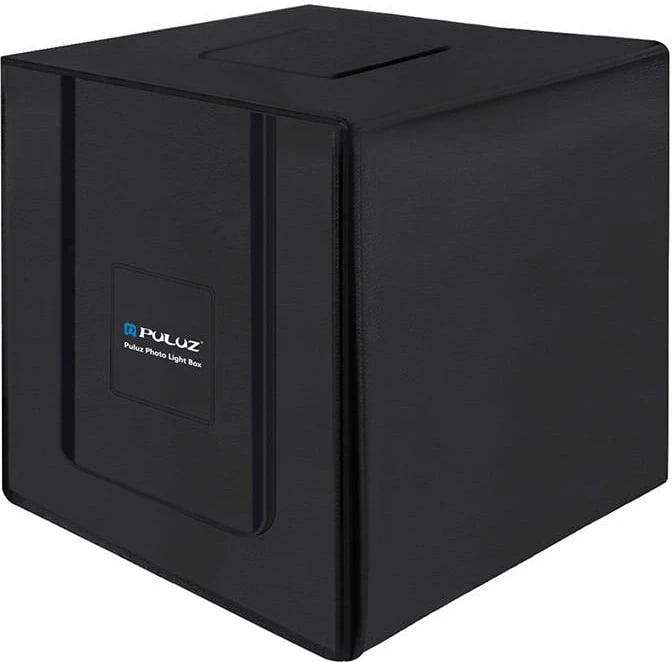 Tendë fotografike pa hije Puluz PU5080EU, 80x80x80cm, 156 LED, 8500 lumens, 5500K, me sfonda dhe çantë, e zezë