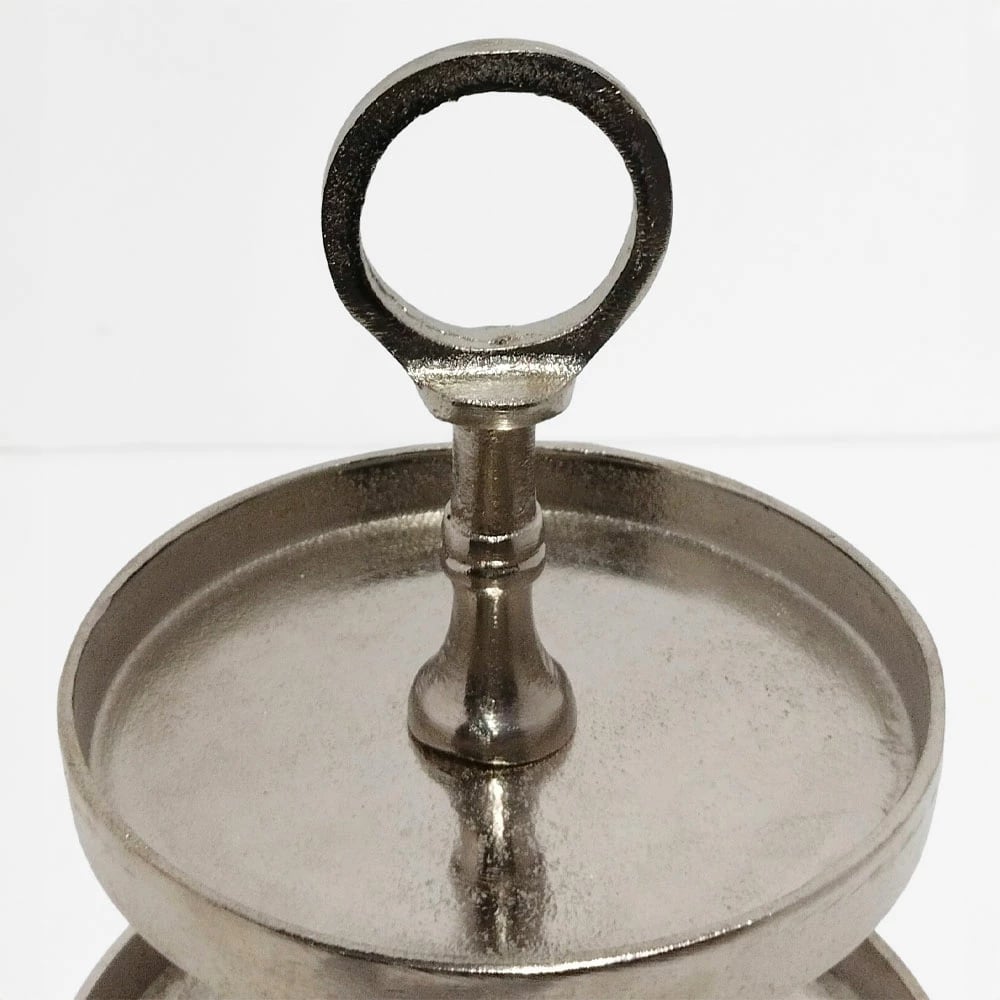 Stendë servirëse 3 nivele, alumin, argjend, 22x22x36cm