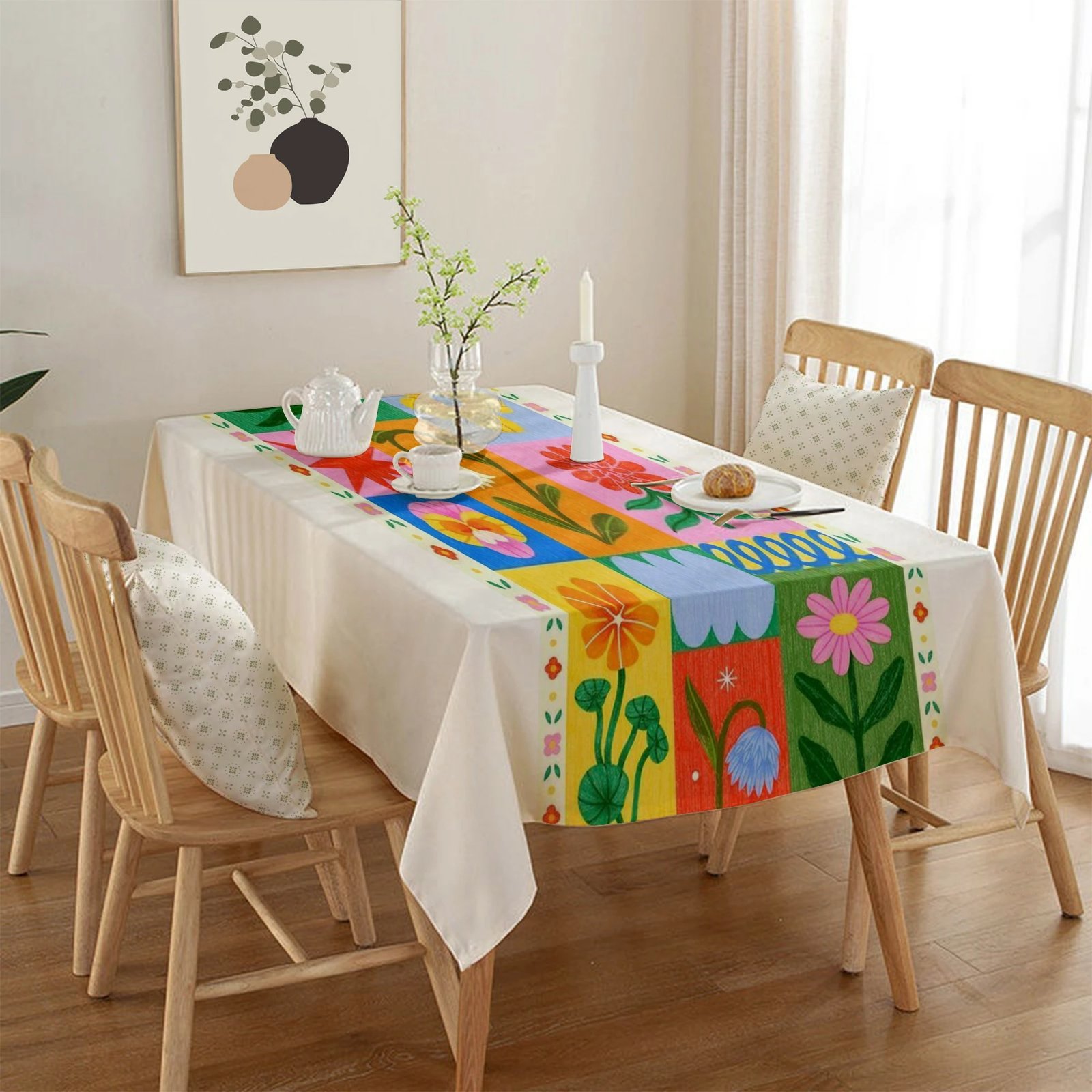 Mbulesë tavoline Hermia, shumëngjyrëshe, Asr-tblclt25-23, 140x140cm