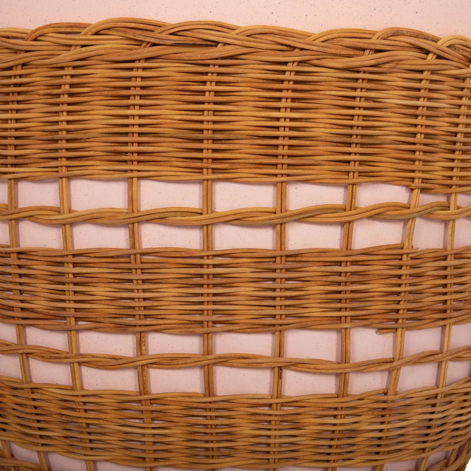 Tavolinë anësore rrethore VILHENA, fibër çimentoje, rozë, ratan natyral, FH18166, 44.5x45cm