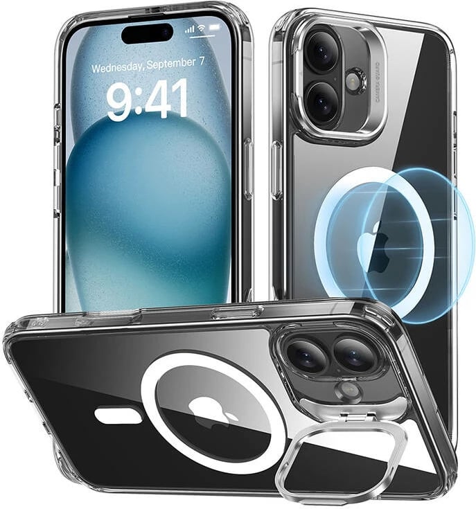 Mbështjellës ESR Classic Hybrid HaloLock me mbajtëse për iPhone 16, transparent