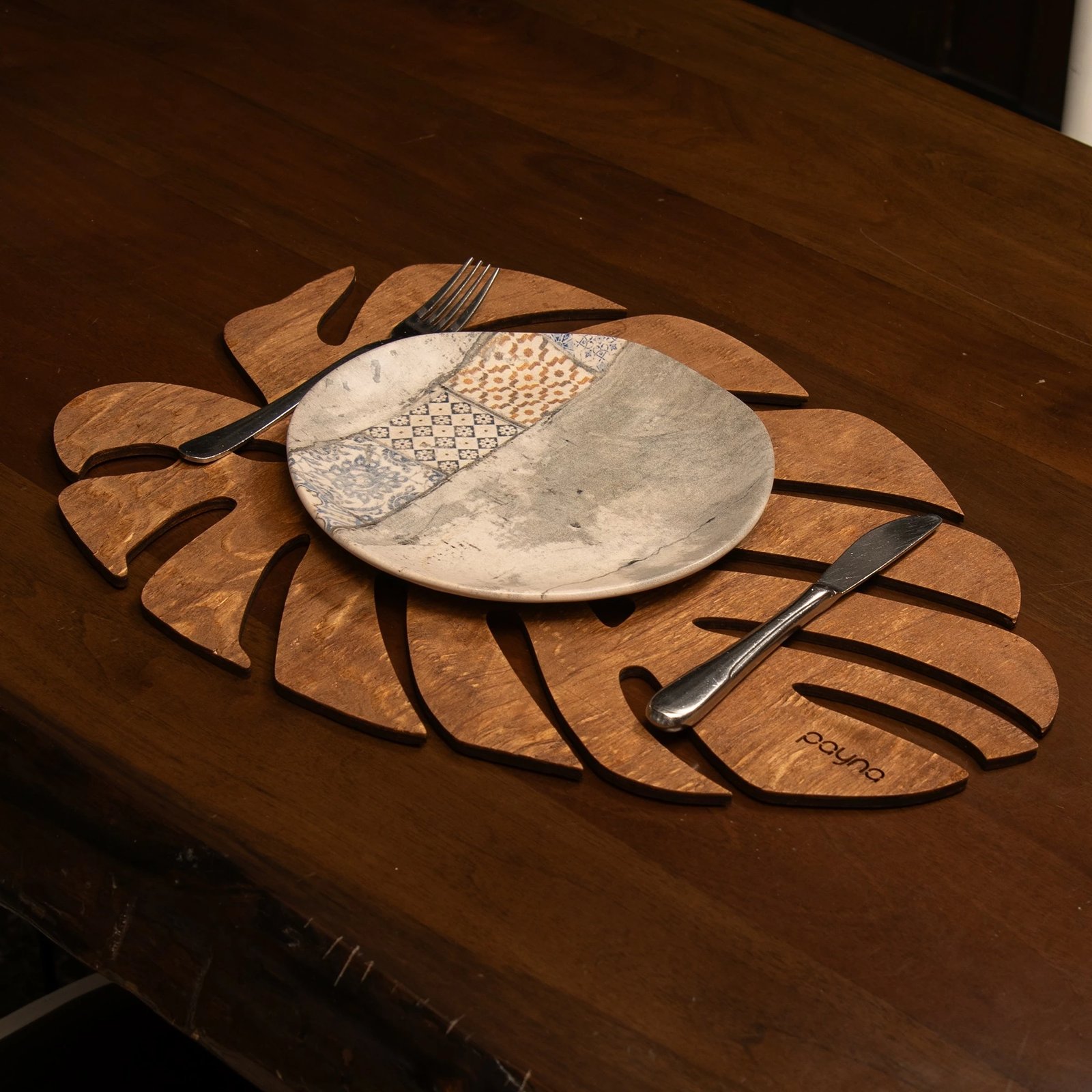 Set nënshimesh tavoline prej druri, 4 copë, ngjyrë arre, Hermia Concept, Monstera