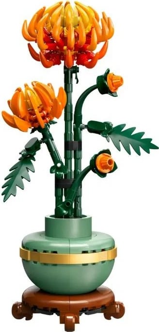 Set ndërtimi LEGO Icons 10368 Chrysanthemum, 278 pjesë, dekor lule, jeshile/portokalli
