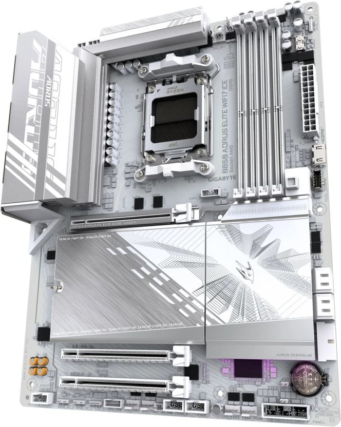 Pllakë amë Gigabyte B850 A ELITE WIFI7 ICE, Socket AM5, ATX, DDR5, Wi-Fi 7, Bardhë