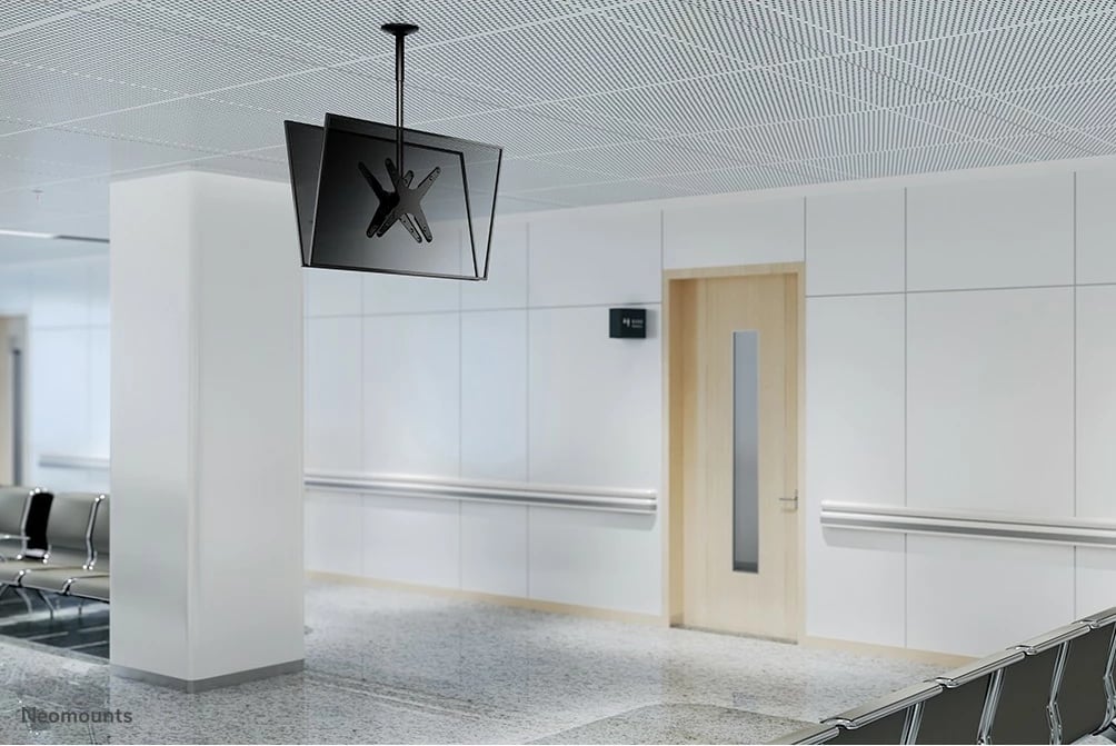 Mbajtëse tavani për dy ekrane Neomounts FPMA-C340DBLACK, 32-75 inç, rregullim lartësie, e zezë