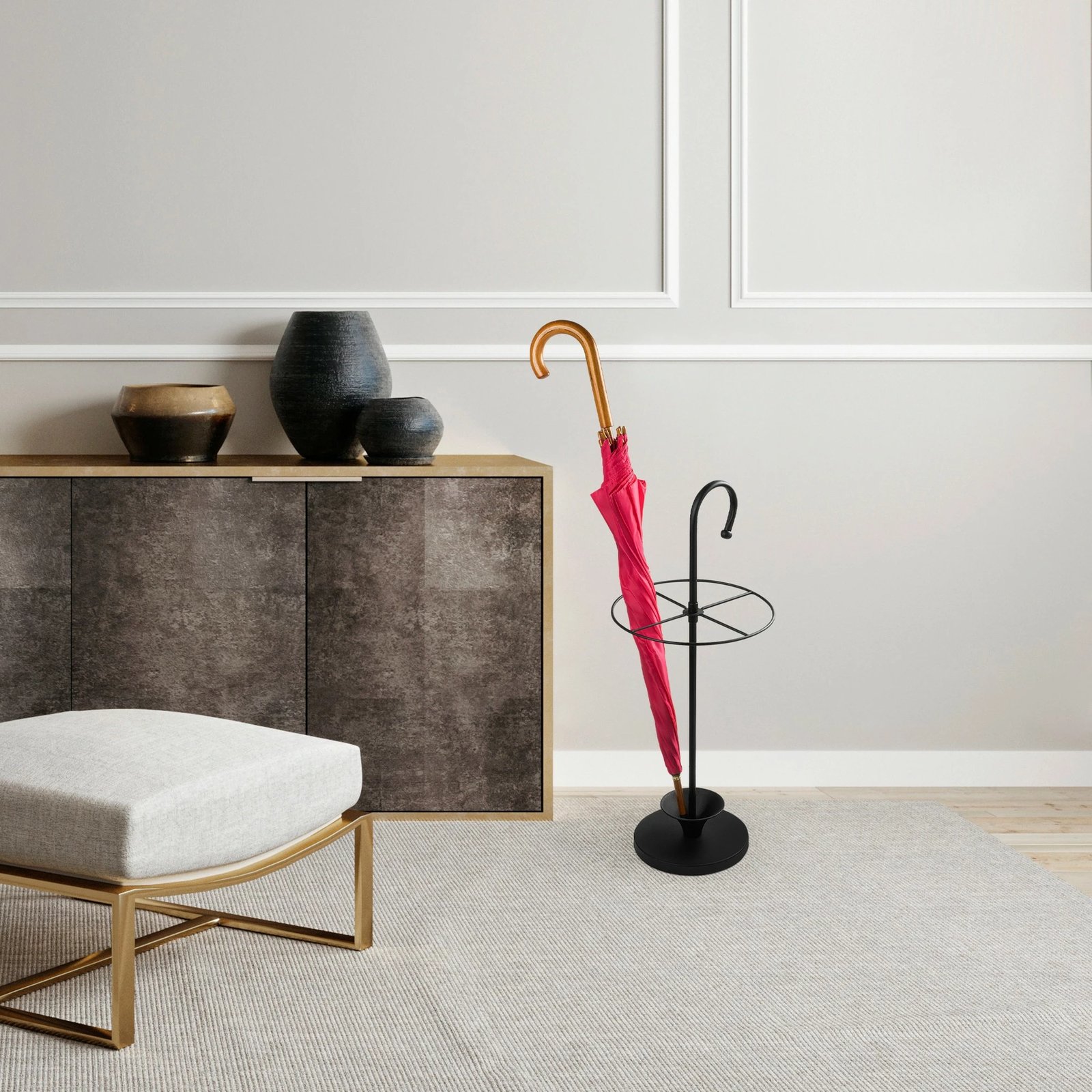 Stendë për çadra, Evila Originals, e zezë, 27x27x65cm