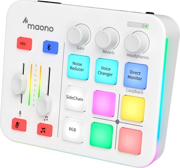 Kartë zanore e jashtme Maono G1 Neo, e bardhë, me ndriçim RGB