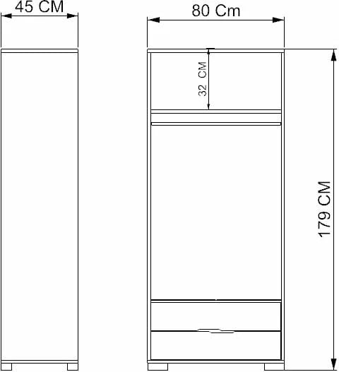 Dollap Skye Decor, sirtarë Royal 80, ngjyrë lis, e bardhë