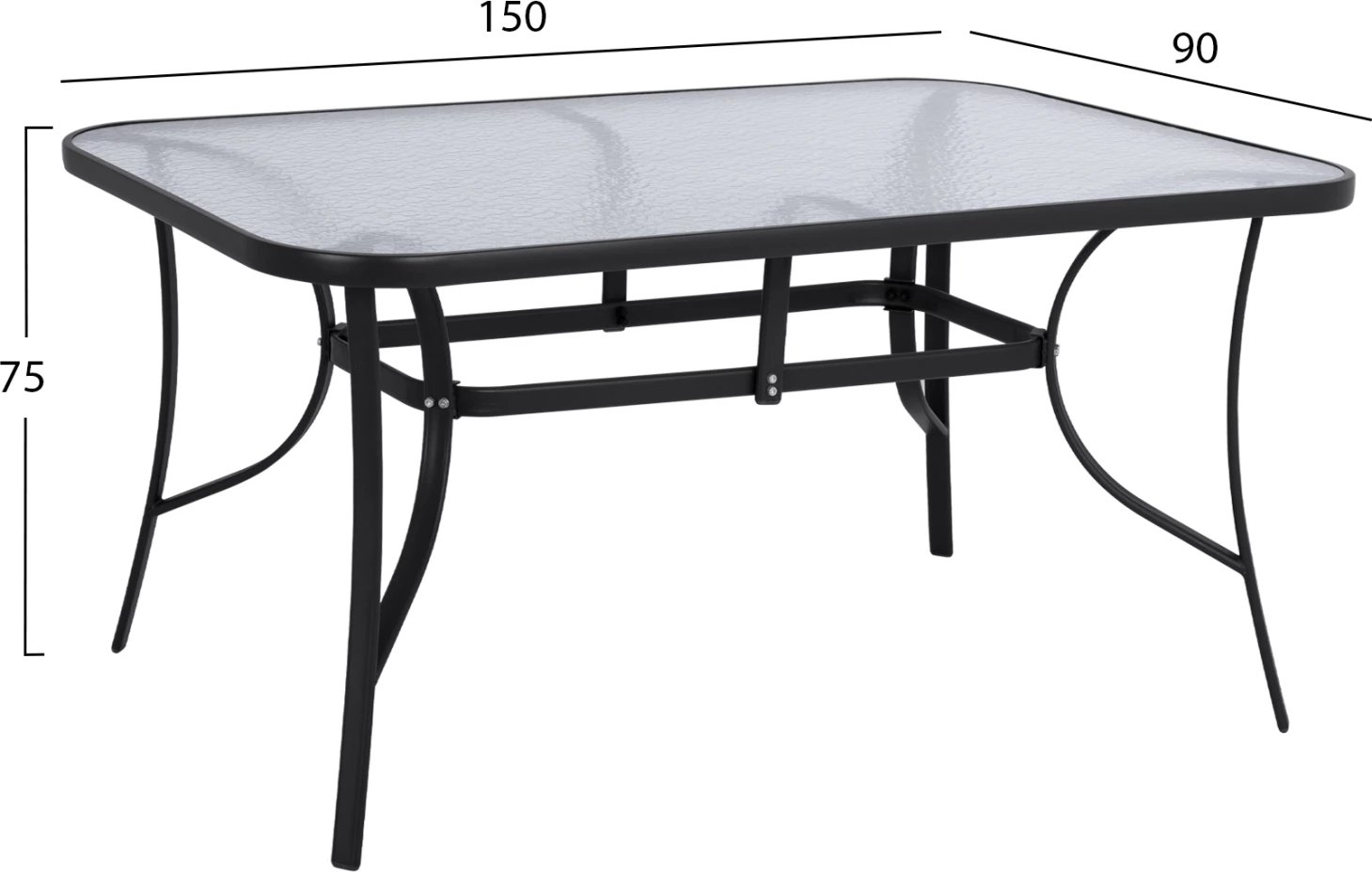 Tavolinë për kopsht BRUNO FH5145.03, 150x90x72 cm, e zezë