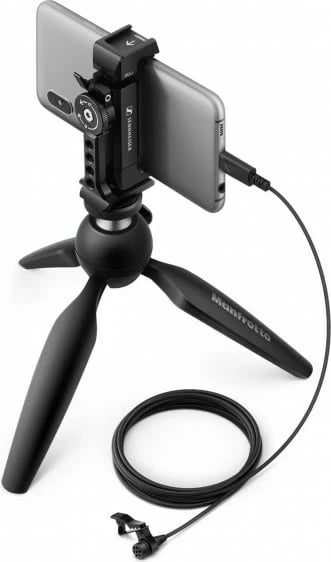 Mikrofon lavalier Sennheiser XS LAV USB-C Mobile Kit me tripod Manfrotto, i zi