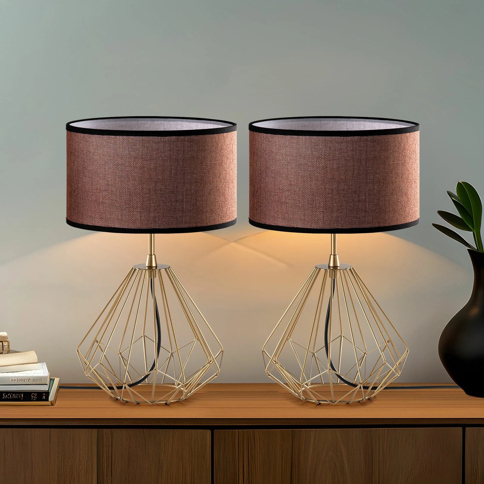 Set llamba tavoline Opviq, Diamond, ngjyrë ari, S-713, 2 copë