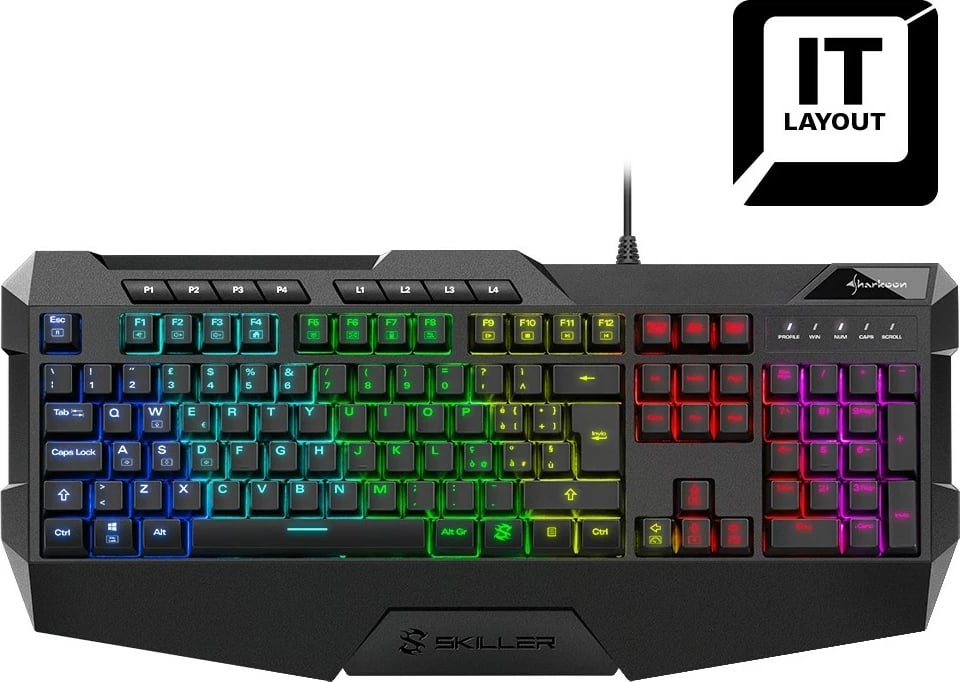 Tastierë gaming Sharkoon Skiller SGK4, IT layout, RGB, e zezë