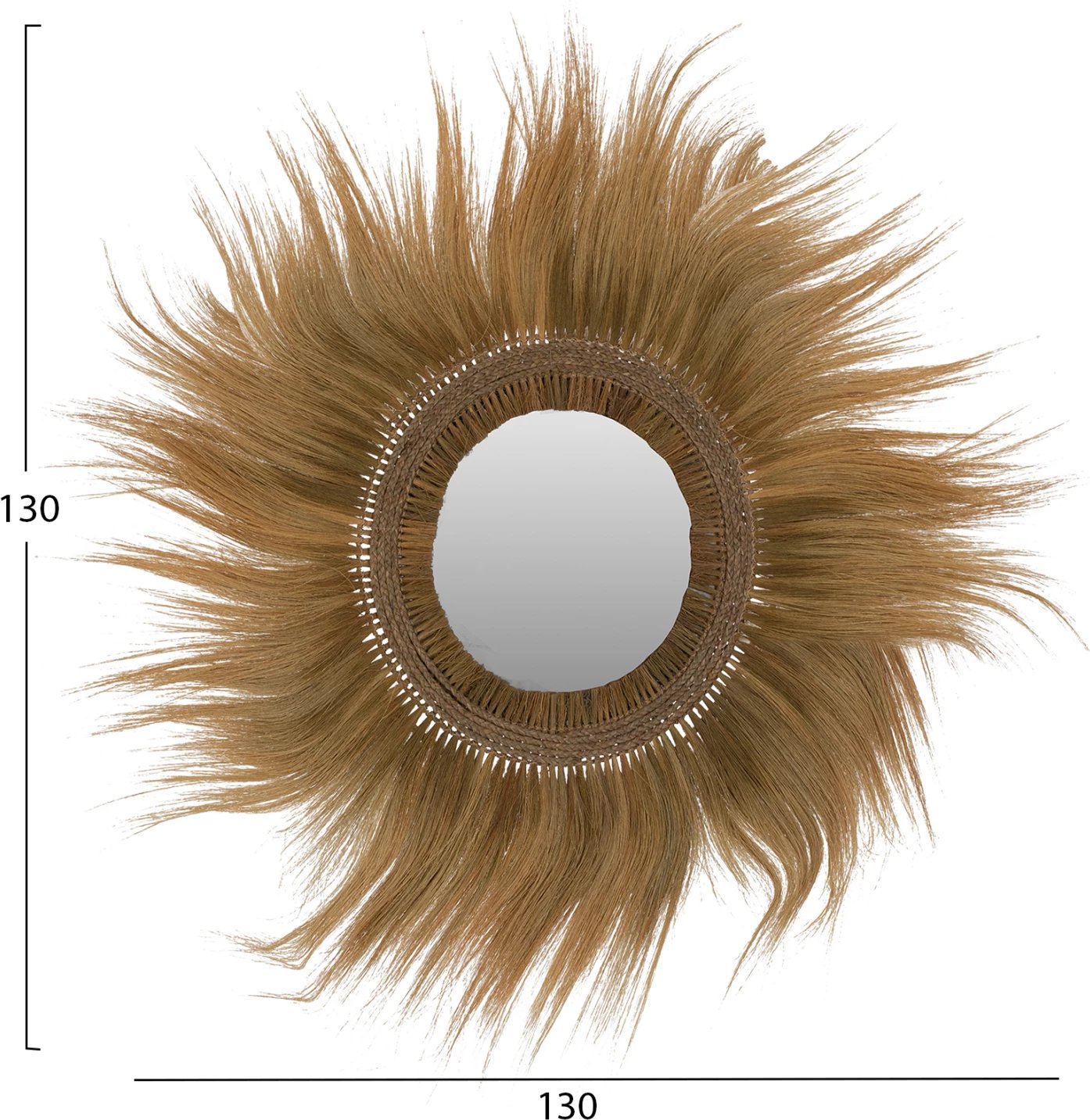 Pasqyrë rrethore, kornizë prej fibrash bari Rayung, ngjyrë e gjelbër, 130x4x130H cm, FH7802