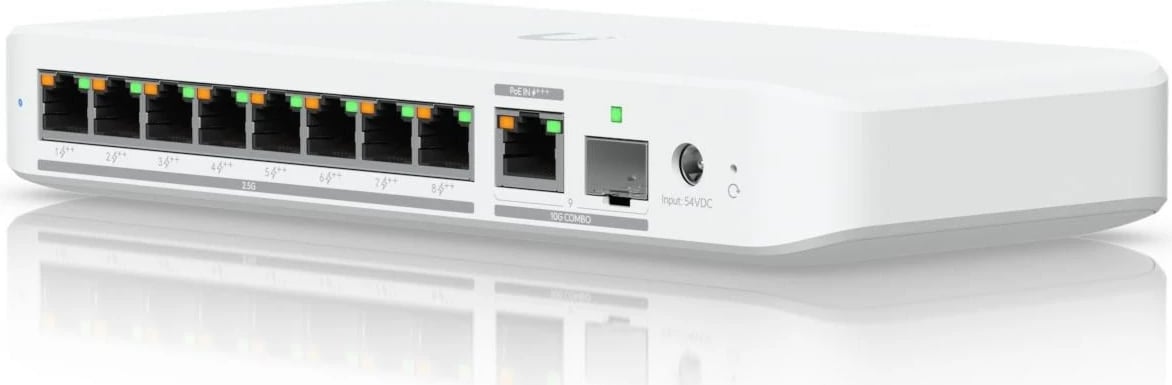 Switch Ubiquiti USW-Flex-2.5G-8-POE, 8x 2.5GbE RJ45, 1x 10GbE SFP+, i bardhë