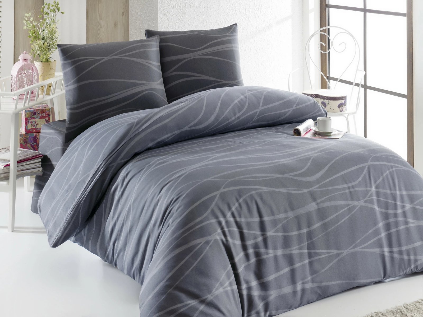 Set mbulesë për jorgan Super King, ngjyrë gri, L'essentiel, Verda