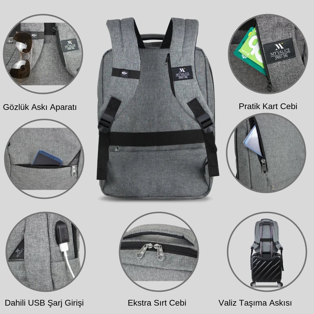 Çantë shpine për laptop, ngjyrë gri, Zoozie Bags 0102 Çantë shpine për laptop, ngjyrë gri, Zoozie Bags 0102