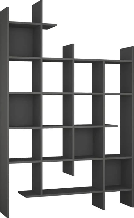 Raft librash Manco, ngjyrë gri e errët, 122x25.5x188cm