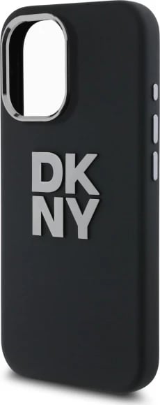 Mbështjellës DKNY Liquid Silicone Metal Logo për iPhone 16, i zi