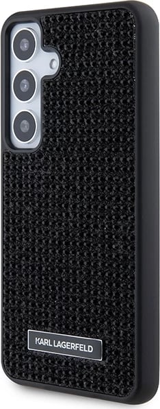 Mbështjellës Karl Lagerfeld Rhinestone Metal Logo për Samsung Galaxy S24+, i zi