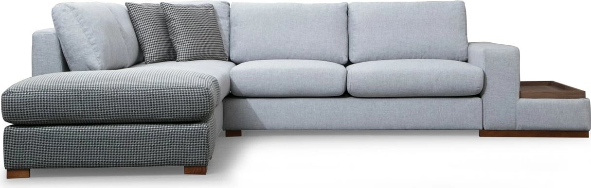 Këndare Loop 3, ngjyrë gri, me pouf dhe tavolinë anësore