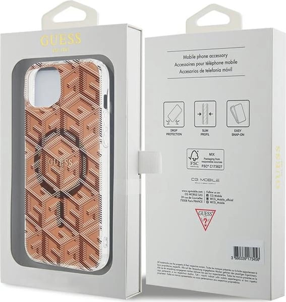 Mbështjellës Guess IML GCube MagSafe për iPhone 13/14/15, 6.1", Kafe Mbështjellës Guess IML GCube MagSafe për iPhone 13/14/15, 6.1", Kafe