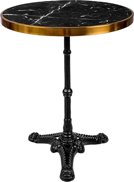 Tavolinë andeket mermeri, hekur i derdhur, ngjyrë zezë-ari, Φ57x72cm