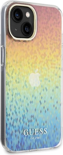 Mbështjellës Guess IML Faceted Mirror Disco Iridescent për iPhone 15, shumëngjyrësh