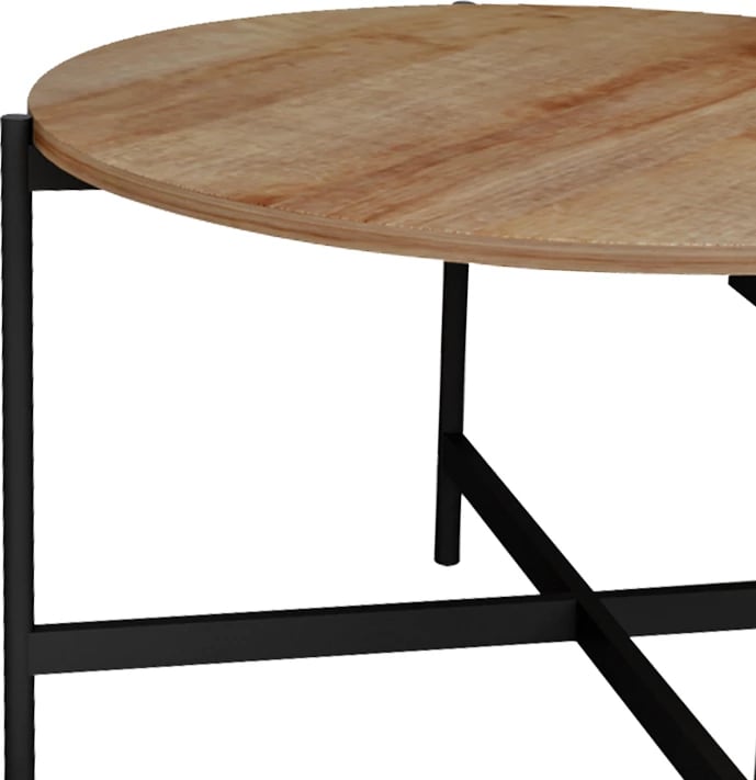 Tavolinë kafeje Aisle melamine, natyrale-e zezë, D80x45cm