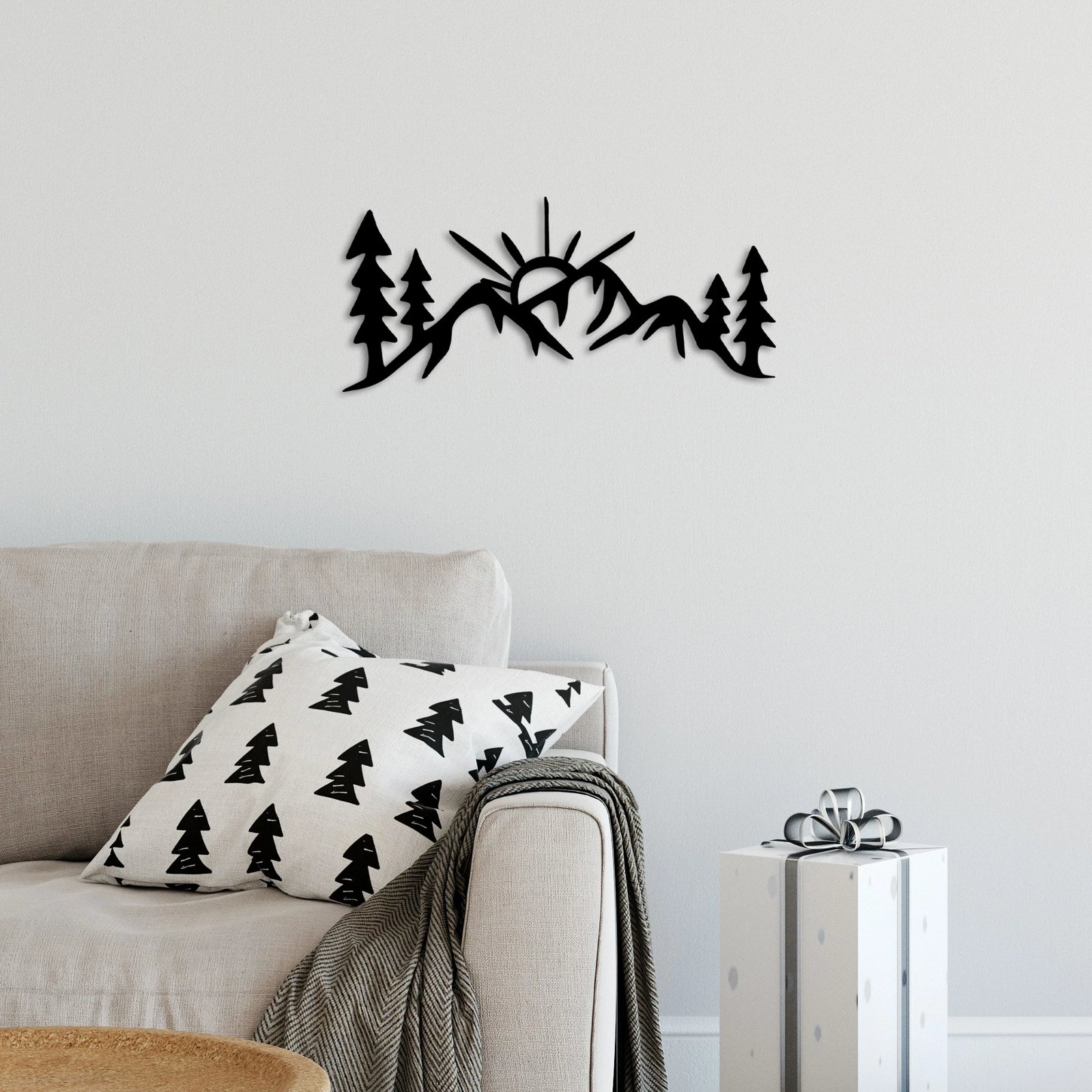 Aksesor dekorativ metalik për mur, Wallity, Wiew, ngjyrë e zezë, 60x26cm