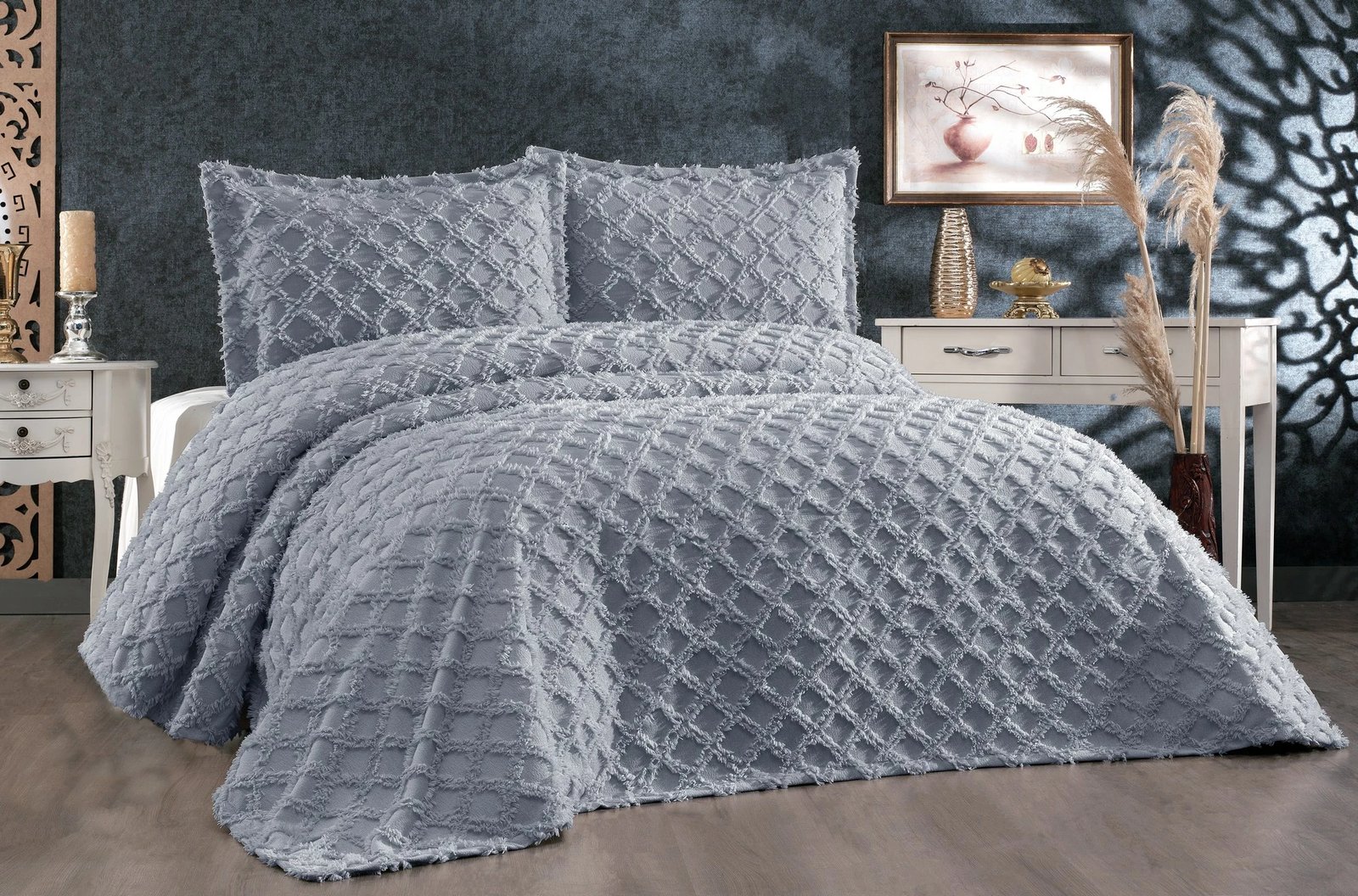 Set mbulesë krevati dopio, Harem, ngjyrë gri