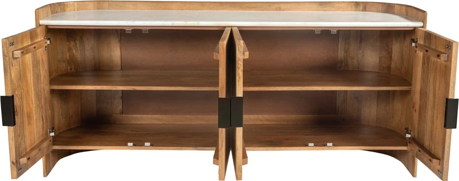 Komodë ORGANIC BITTER, 4 dyer, dru arre dhe e bardhë, 165x45x75