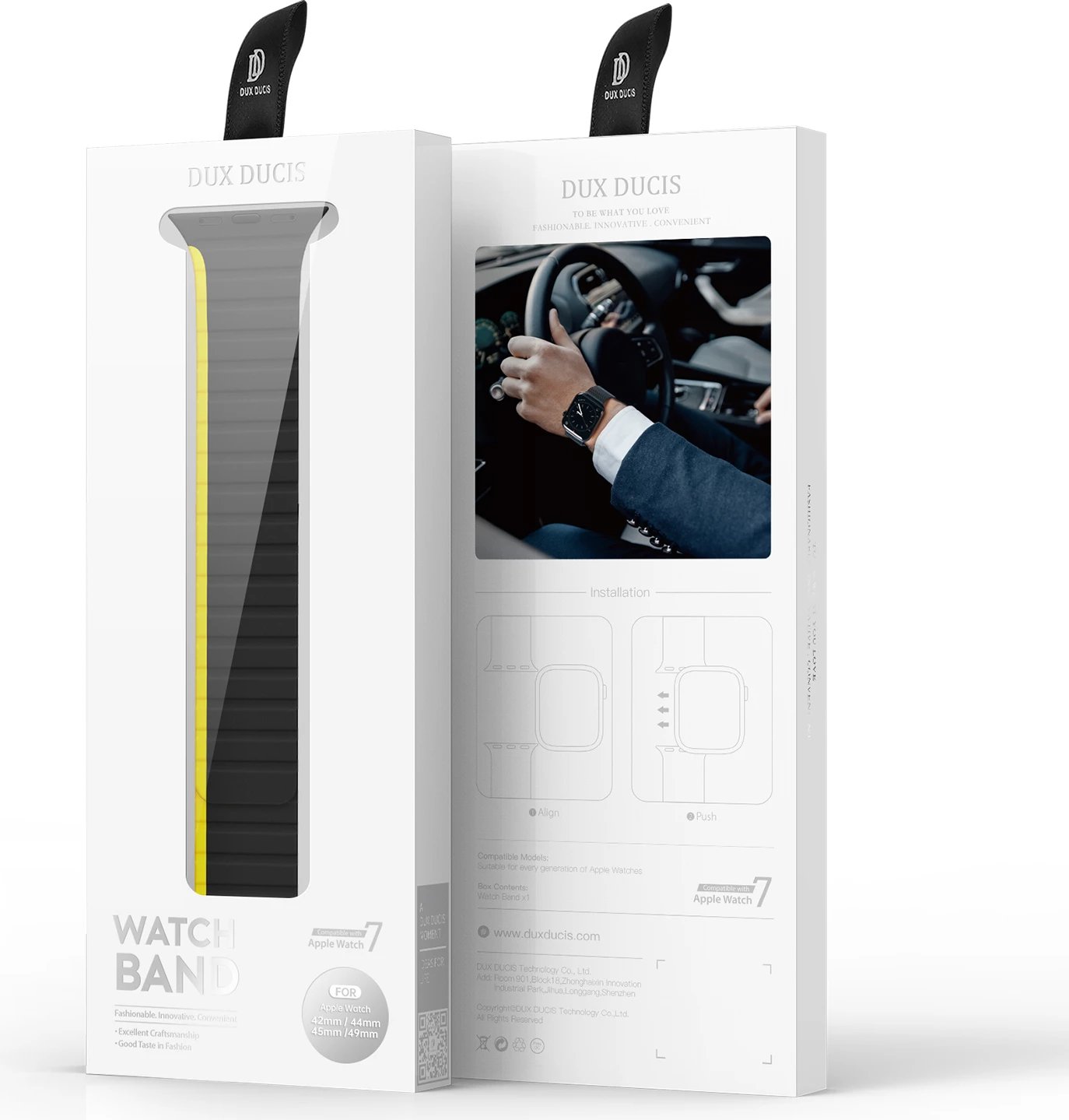 Rrip magnetik për Apple Watch Dux Ducis Strap LD Version, 41/40/38mm, zi/verdhë