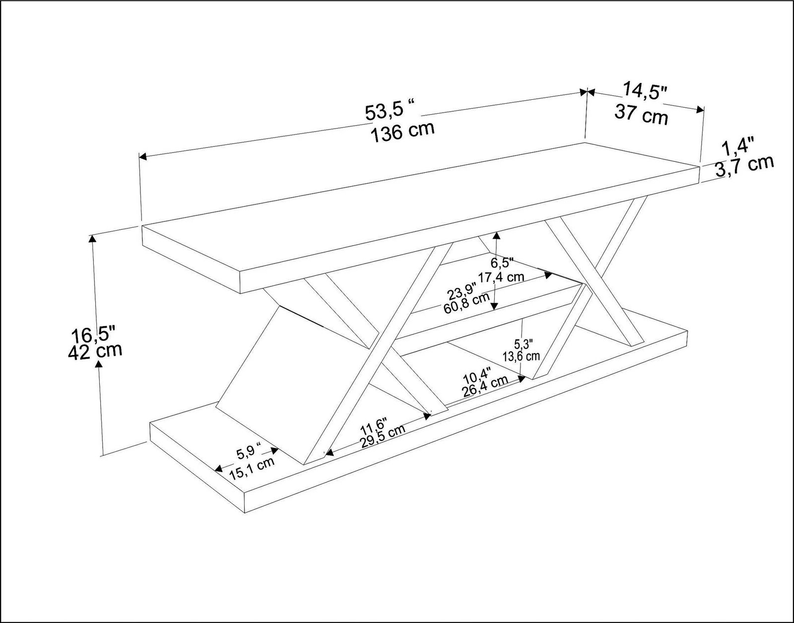 Komodë TV Skye Decor, masiv, ngjyrë lisi