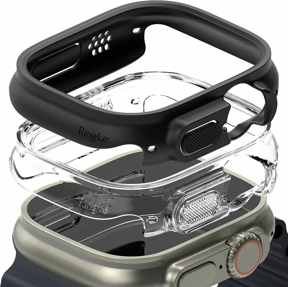 Mbështjellës Ringke Slim për Apple Watch Ultra 1/2 (49mm), 2 copë, Transparent dhe Mat Zi