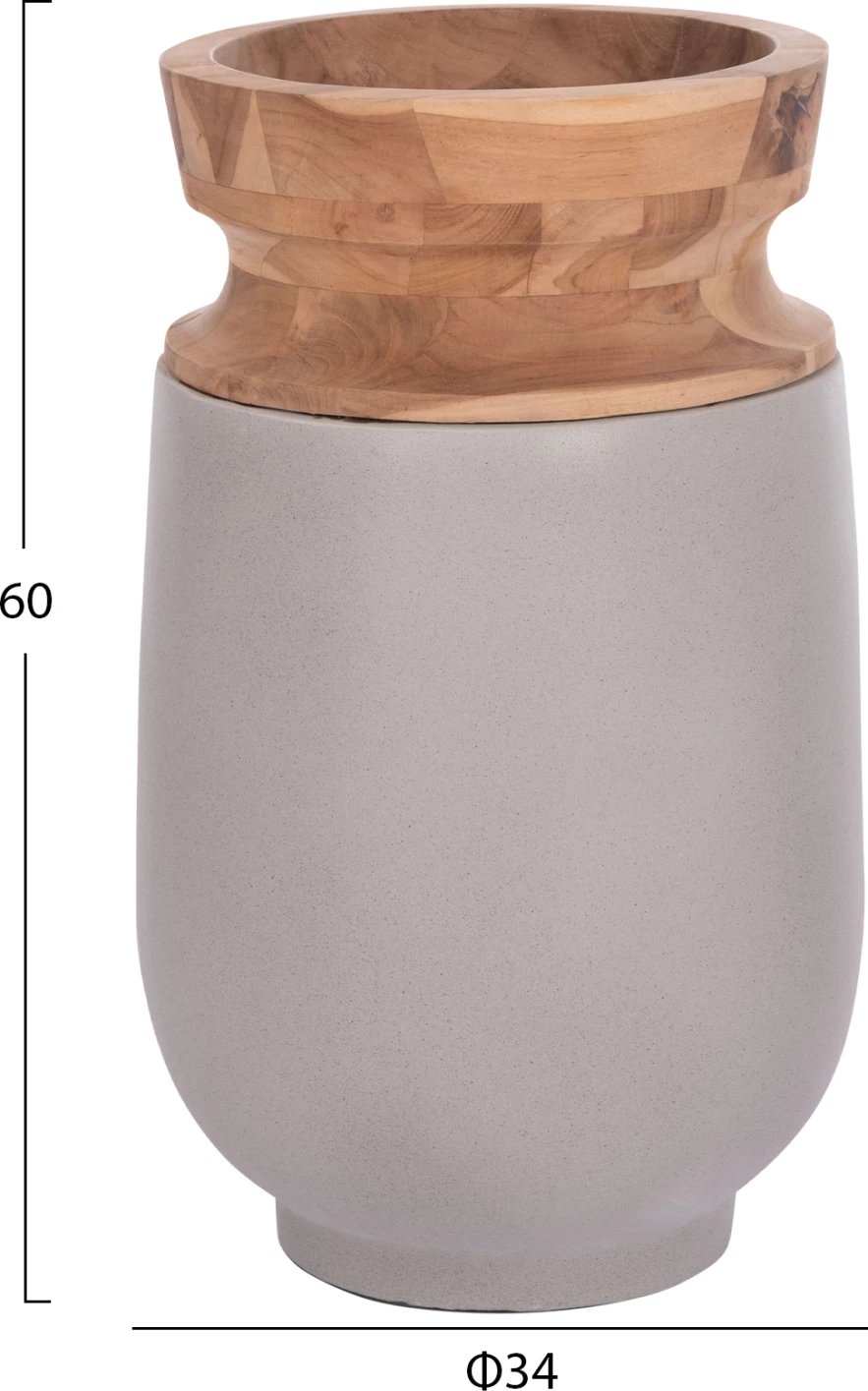Vazo dekorative për dysheme, LINTER FH4662.03S, fibër-cement, ngjyrë gri, dru tik, 34x60cm