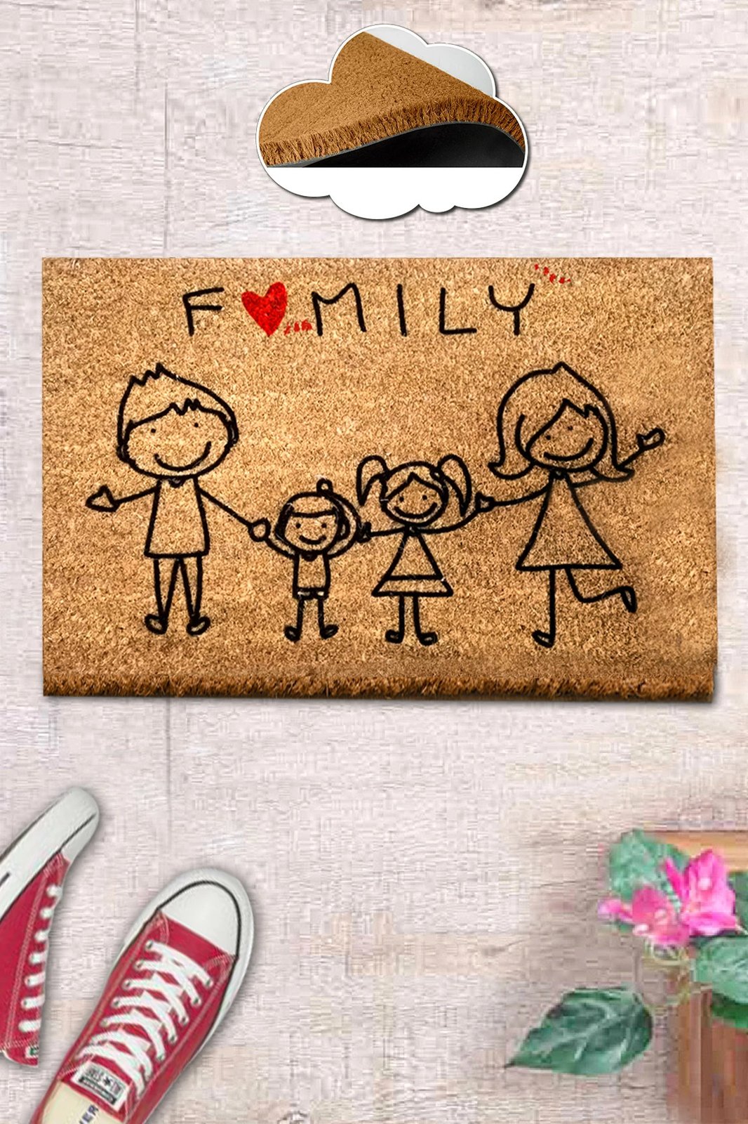 Tapet hyrës Coco, dizajn familjar, multingjyrësh, 40x60cm