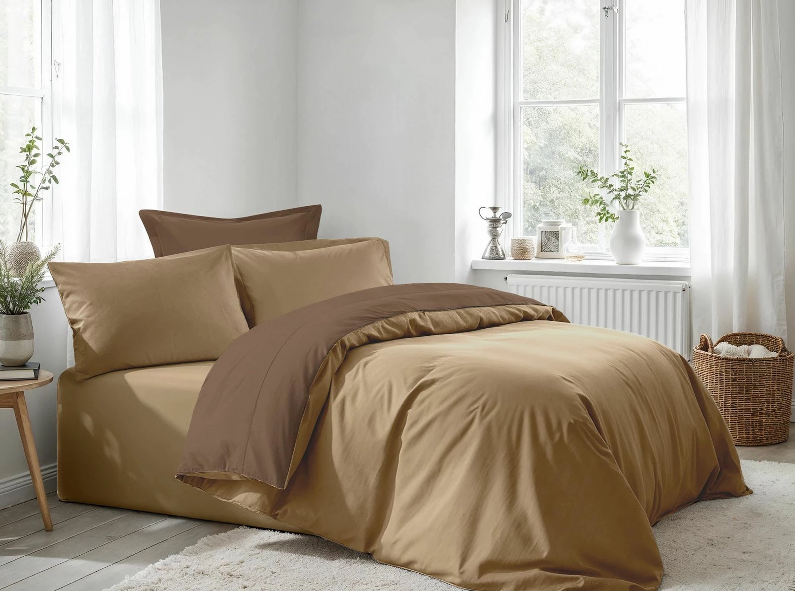 Set mbulesë për jorgan dopio, ngjyrë kafe e çelët dhe kafe, L'Essentiel Linge de Maison