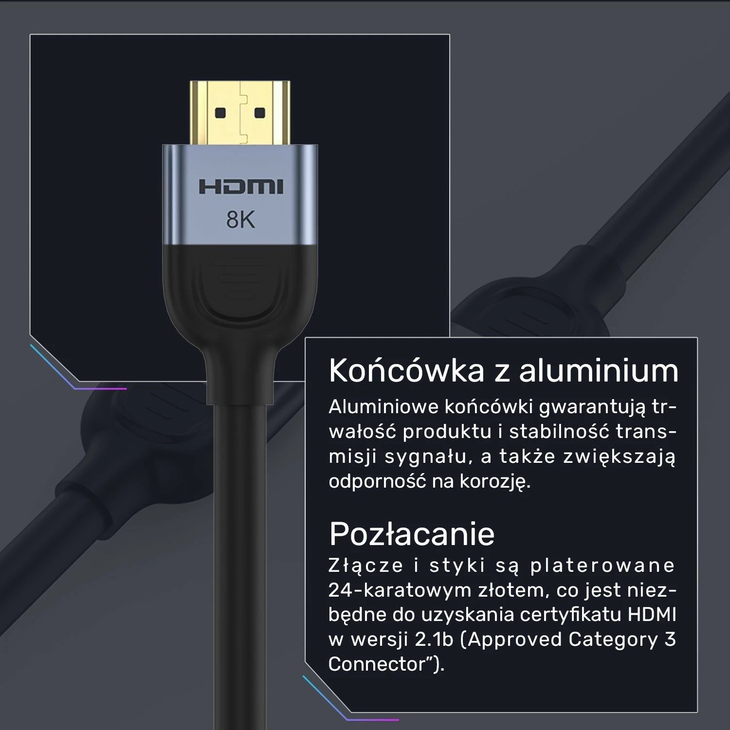 Kabllo HDMI Unitek 2.1 8K 60Hz, 1m, e zezë