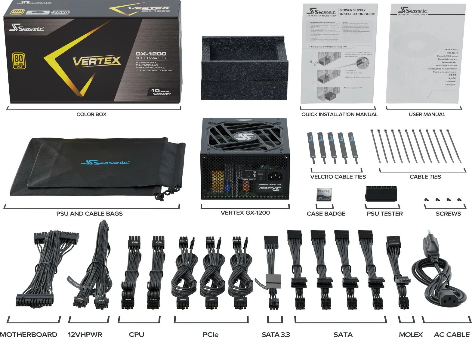 Kasë Seasonic VERTEX GX-1200, 1200 W, 80 PLUS Gold, e zezë