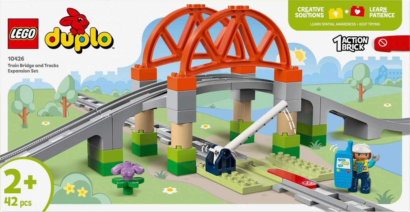 Set lodrash LEGO DUPLO Bridge and Railway Tracks 10426, 42 pjesë, plastikë