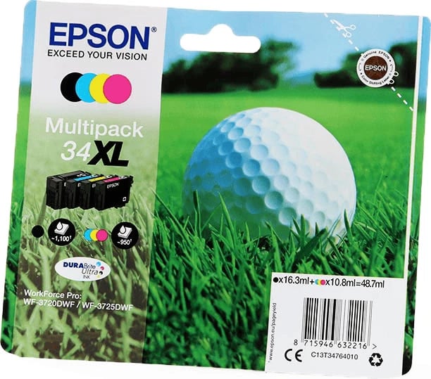 Bojë printeri, Epson, 34XL C13T34764010, XL multipack, e zezë/cyan/magenta/e verdhë