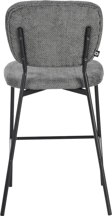 Karrige për bar Cathair, pëlhurë bouclé, ngjyrë gri e errët, këmbë metalike të zeza, 48x54x100cm