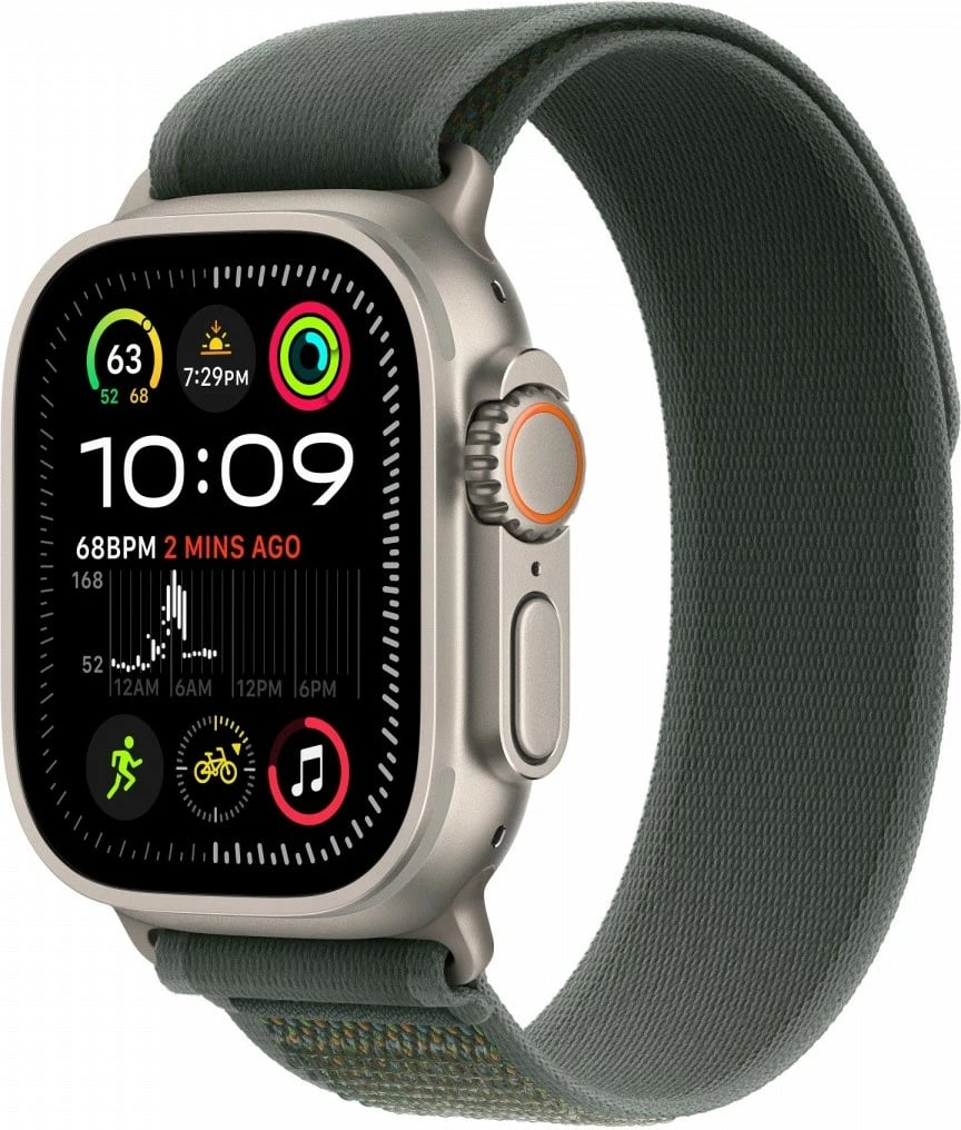 Rrip Apple Trail për Apple Watch 49 mm, M/L, Titanium natyral, i gjelbër